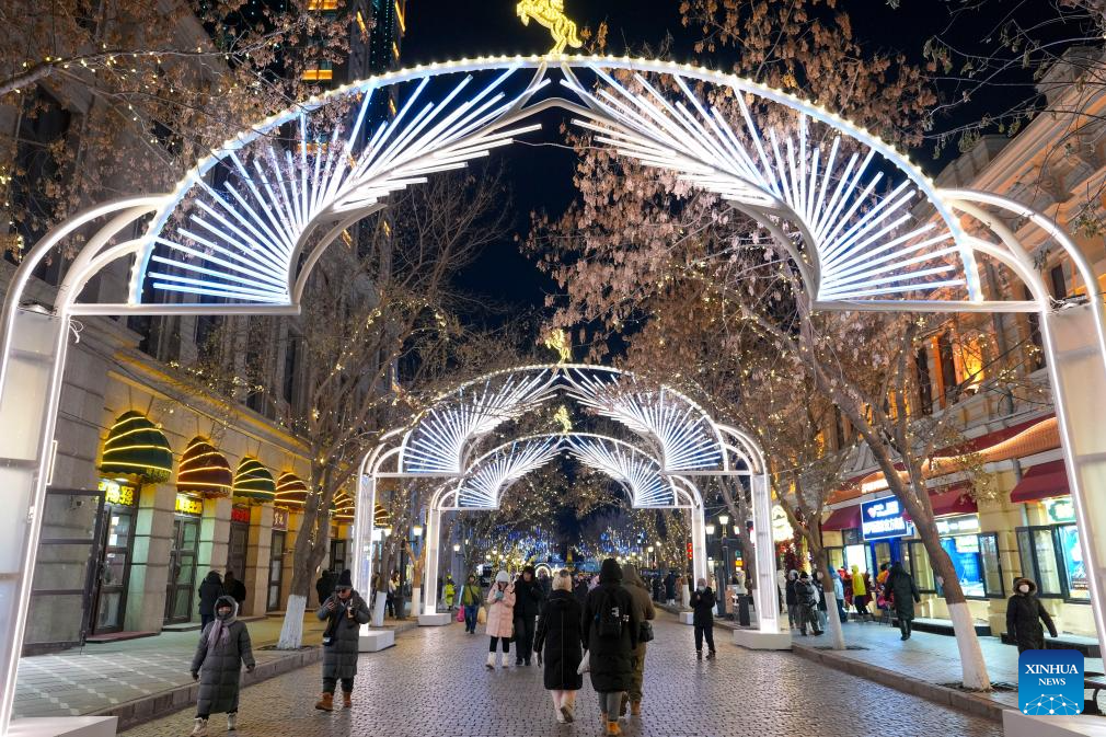 Tourists visit Central Street in Harbin, China's Heilongjiang