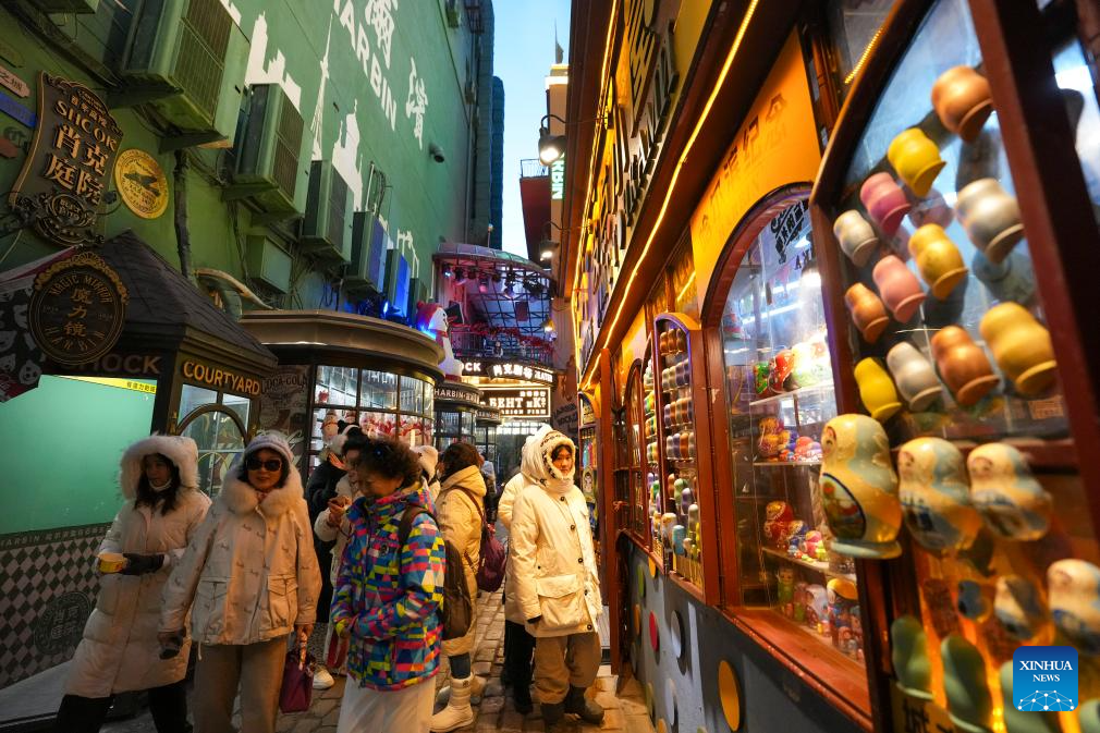 Tourists visit Central Street in Harbin, China's Heilongjiang