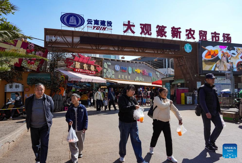 View of Daguan Zhuanxin farmers' market in Kunming
