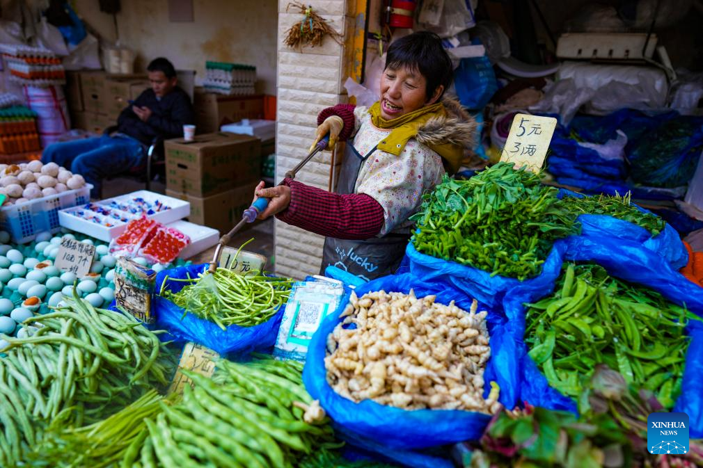 View of Daguan Zhuanxin farmers' market in Kunming