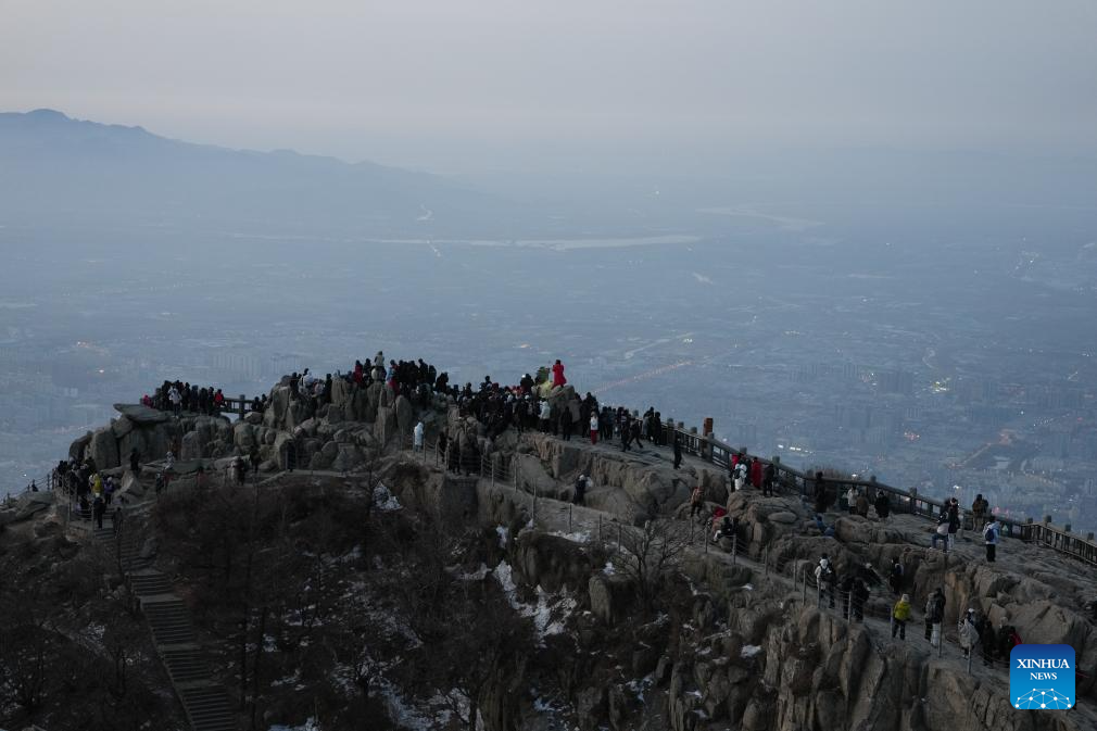 Tourists visit Mount Tai in Tai'an, E China's Shandong