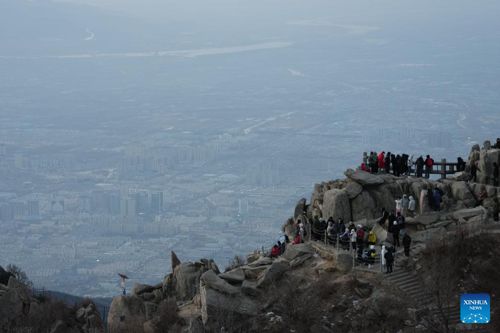 Tourists visit Mount Tai in Tai'an, E China's Shandong