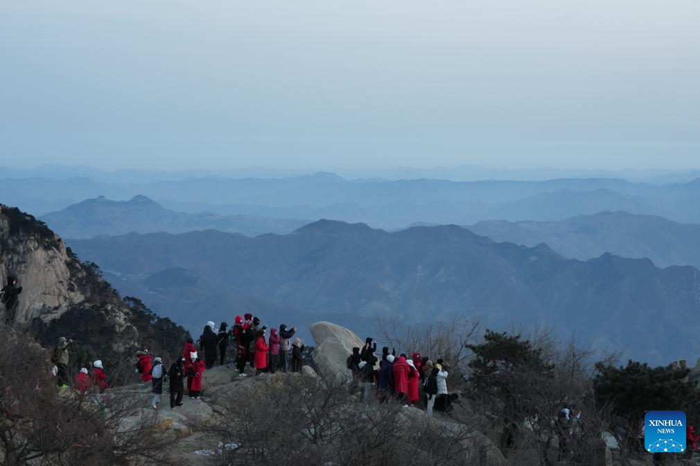 Tourists visit Mount Tai in Tai'an, E China's Shandong