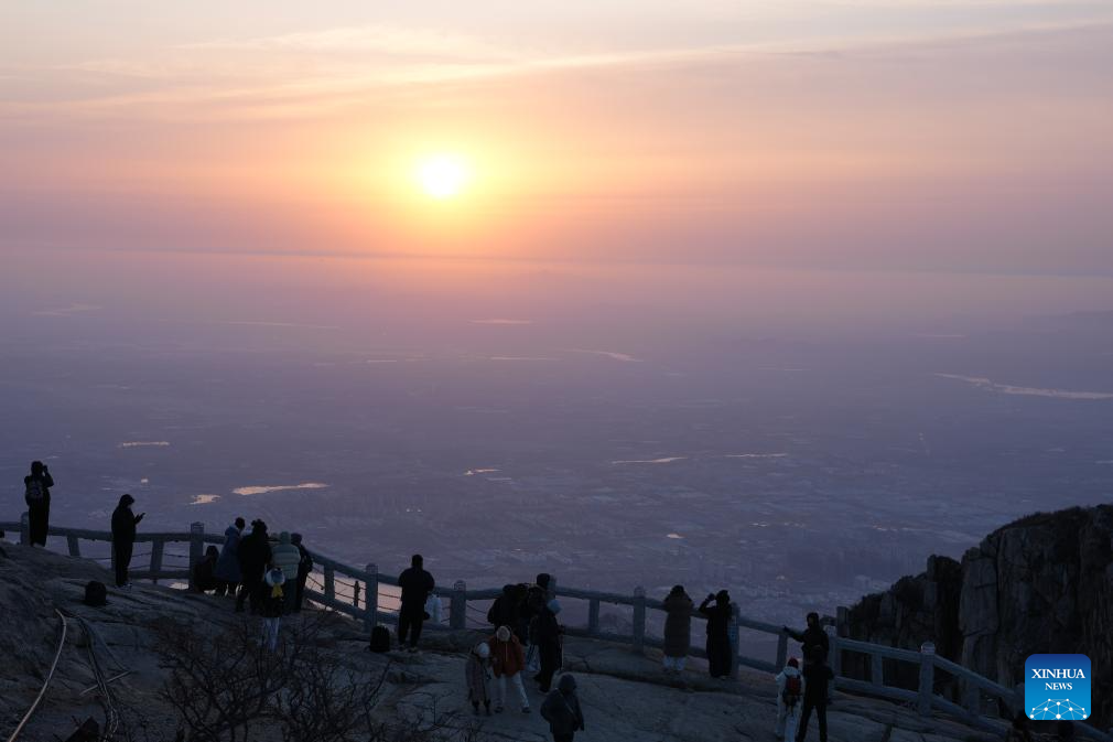 Tourists visit Mount Tai in Tai'an, E China's Shandong