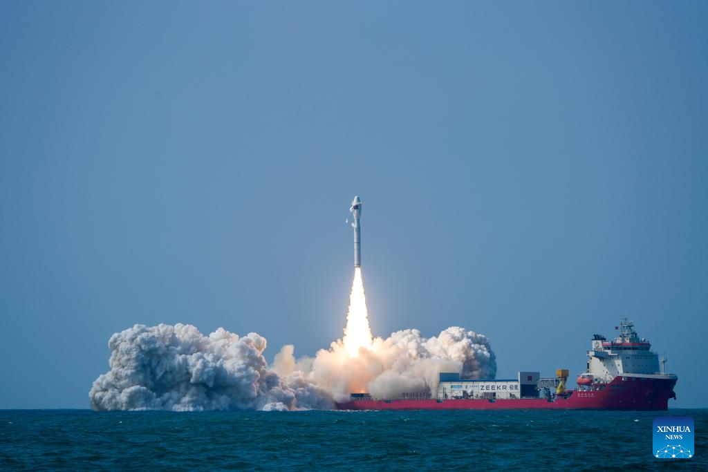 China's commercial rocket SD-3 launches 7 satellites from sea