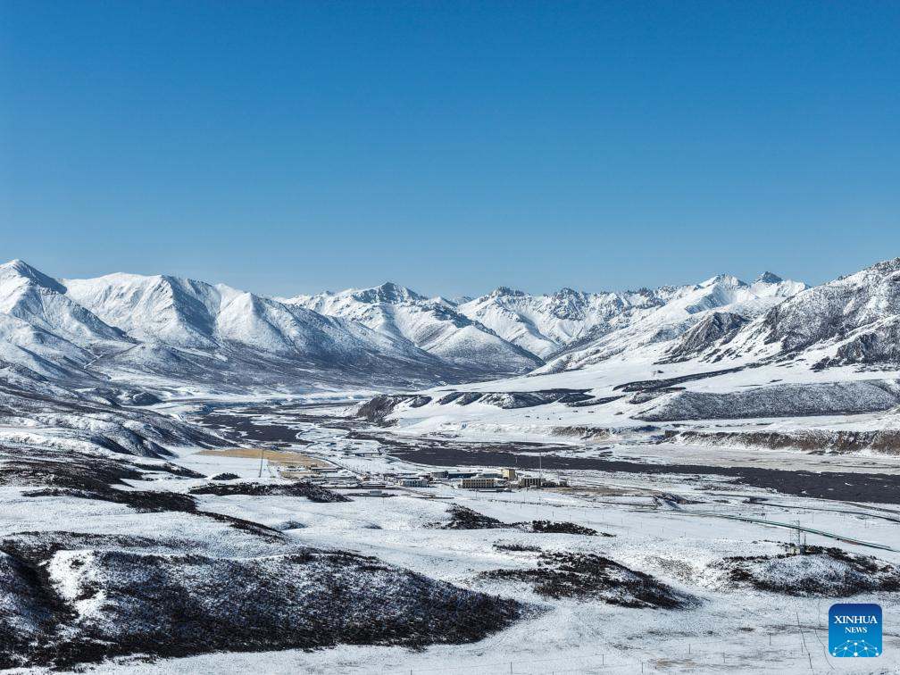 Scenery of snow-covered mountains in China's Qinghai