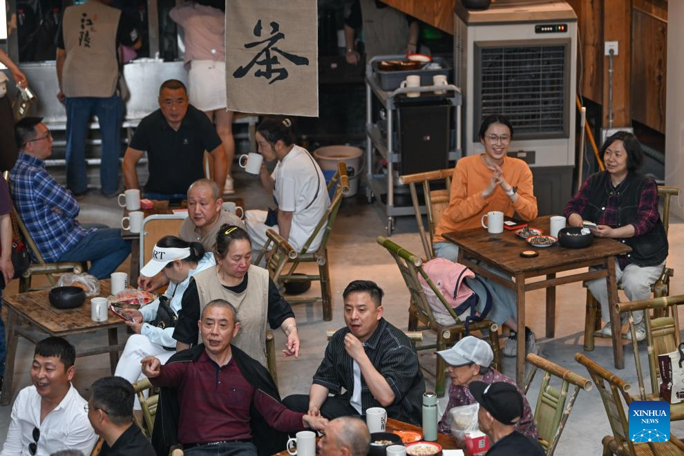 Old building renovated into public tea house in Chongqing, SW China