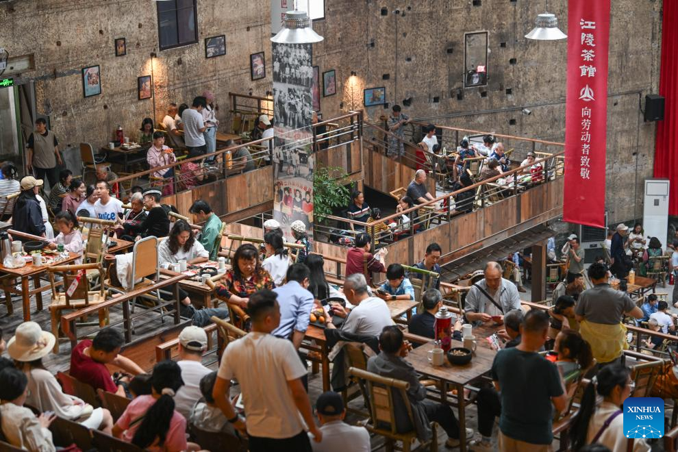 Old building renovated into public tea house in Chongqing, SW China