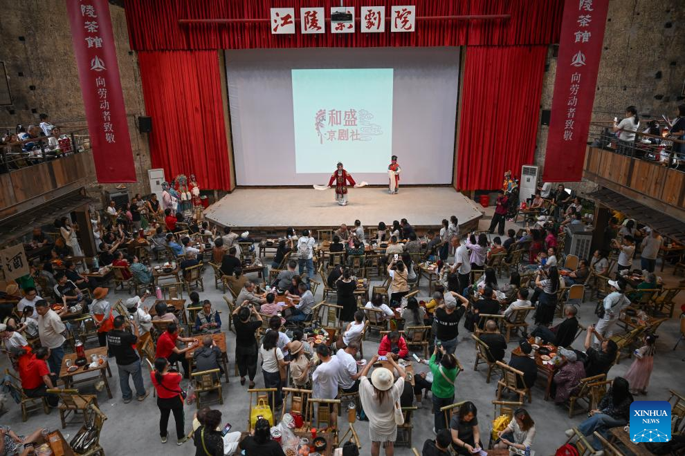 Old building renovated into public tea house in Chongqing, SW China