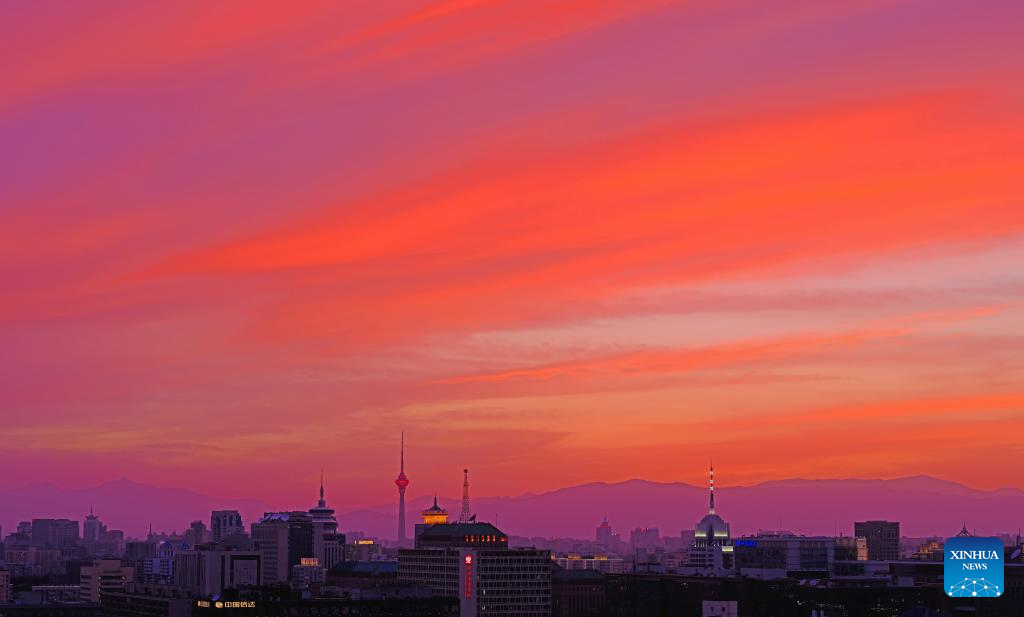 View of sunset glow in Beijing