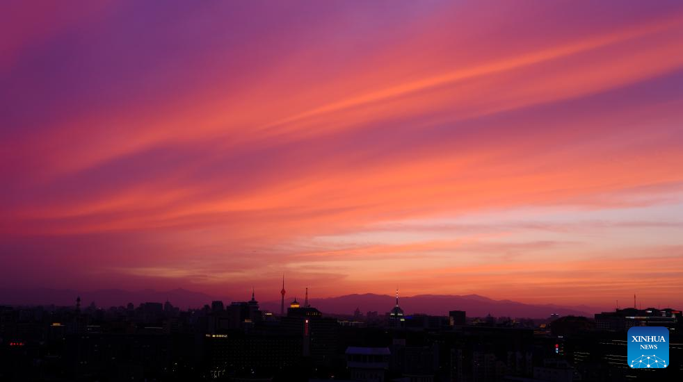 View of sunset glow in Beijing