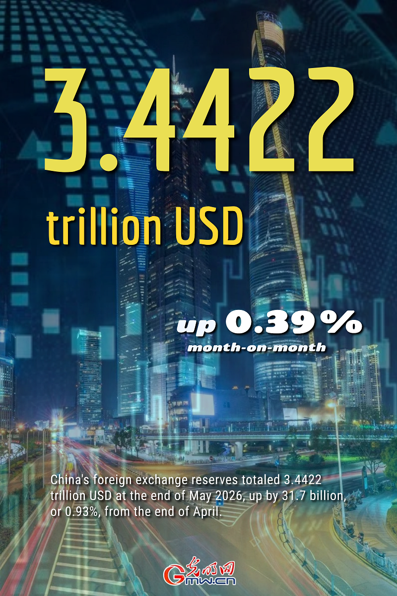 Poster: China's foreign exchange reserves increase 0.93% in May