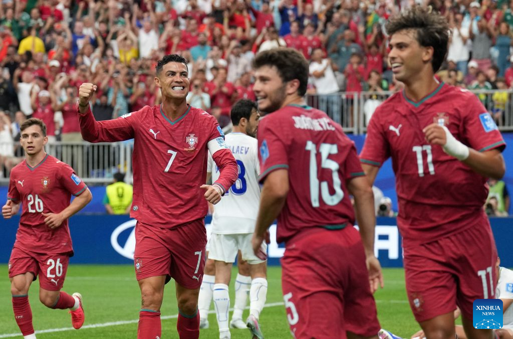 Ronaldo strikes twice as Portugal whitewashes Uzbekistan in Group K