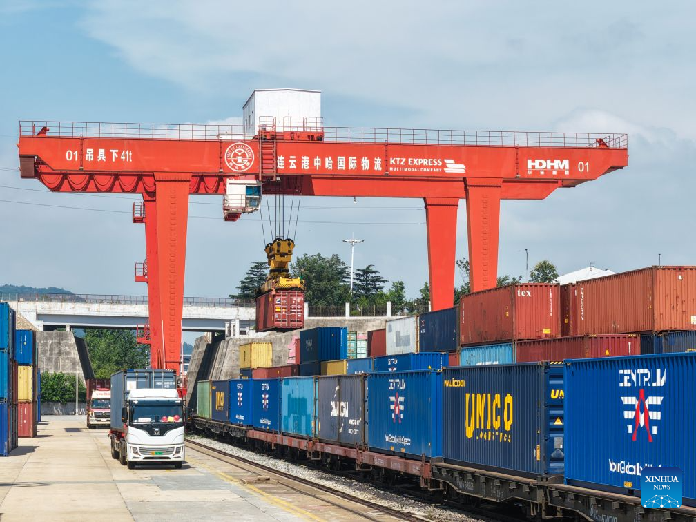 China-Kazakhstan (Lianyungang) Logistics Cooperation Base handles 8,000th int'l freight train