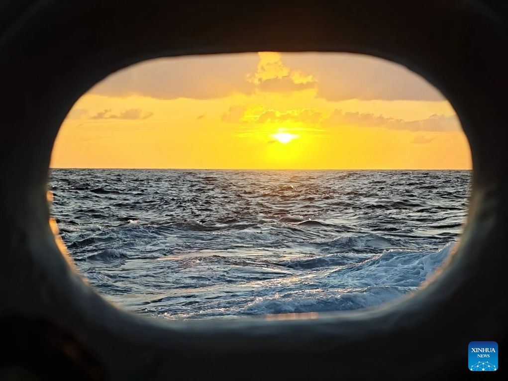 Sunset view over waters surrounding Xisha Islands, S China's Hainan