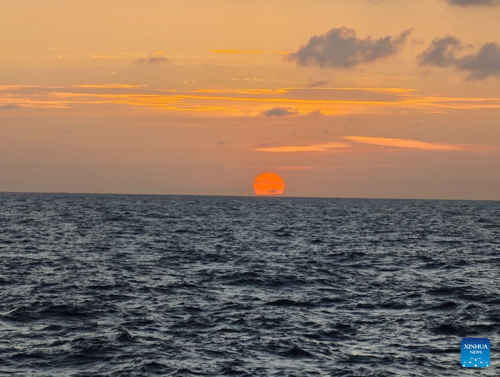 Sunset view over waters surrounding Xisha Islands, S China's Hainan