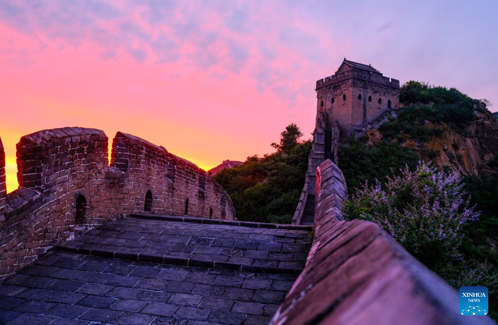 View of Jinshanling section of Great Wall at sunrise in Hebei, N China