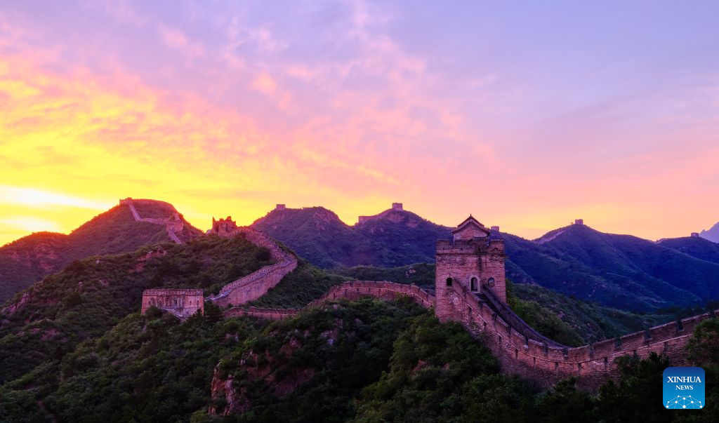 View of Jinshanling section of Great Wall at sunrise in Hebei, N China