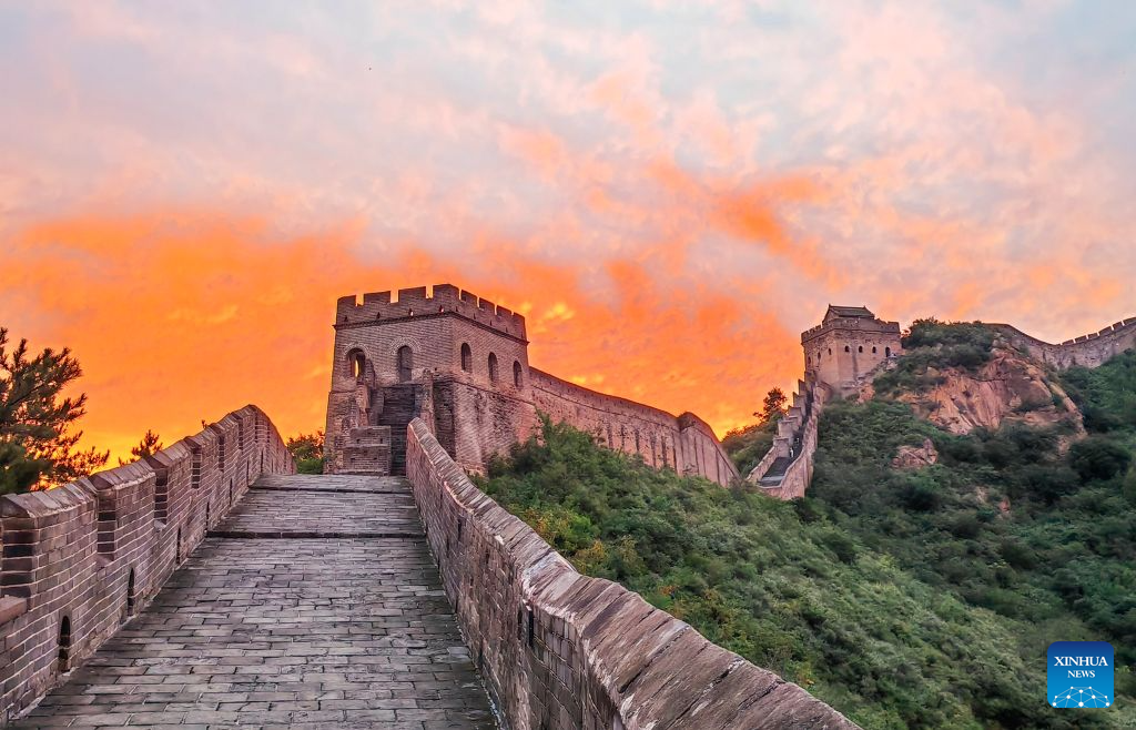 View of Jinshanling section of Great Wall at sunrise in Hebei, N China