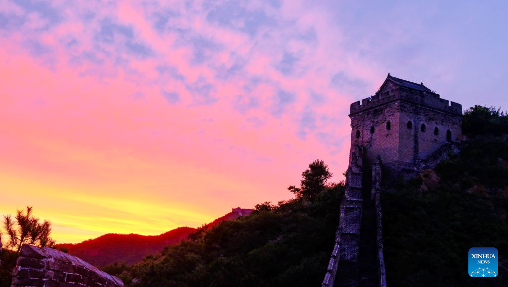 View of Jinshanling section of Great Wall at sunrise in Hebei, N China