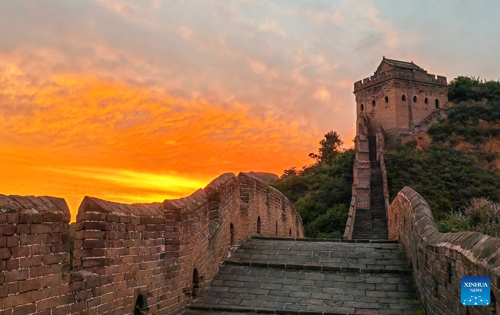 View of Jinshanling section of Great Wall at sunrise in Hebei, N China
