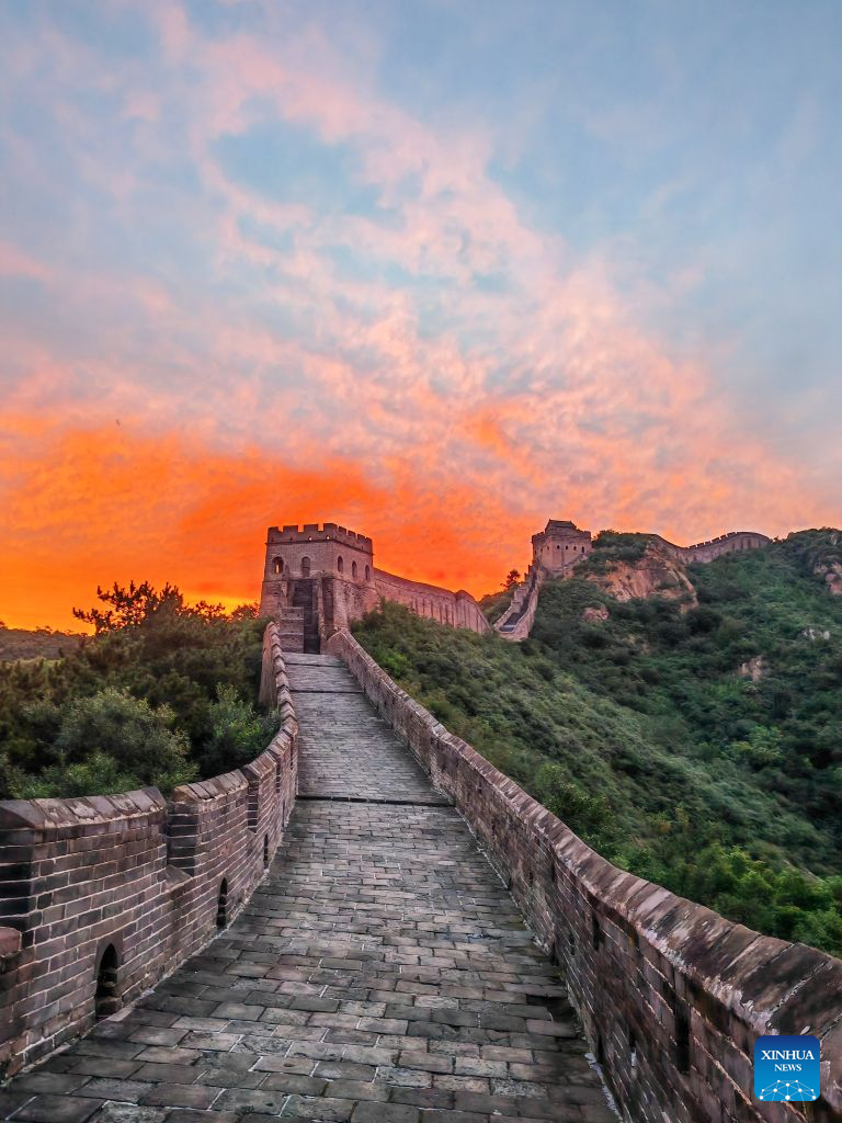 View of Jinshanling section of Great Wall at sunrise in Hebei, N China